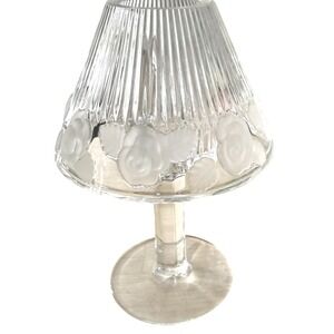 Vintage Royal Limited Crystal Votive Candle Holder Lamp Frosted Rose 8.5" OG Box
